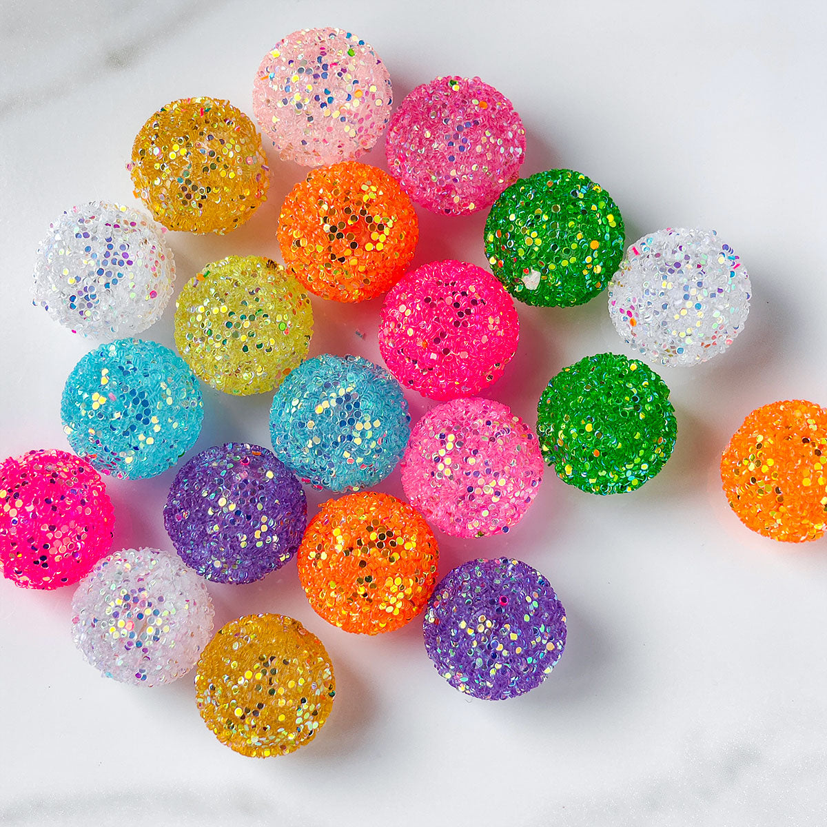 AA007 15pc / bag Wholesales Gumball Sequin Rhinestone Resin Ball Sugar Beads For Beadable Pen Chunky Bubblegum Necklace Bracelet Jewelry 20mm