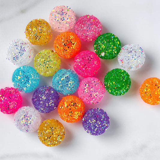 AA007 15pc / bag  Wholesales  Gumball Sequin Rhinestone Resin Ball Sugar Beads For Beadable Pen Chunky Bubblegum Necklace Bracelet Jewelry 20mm