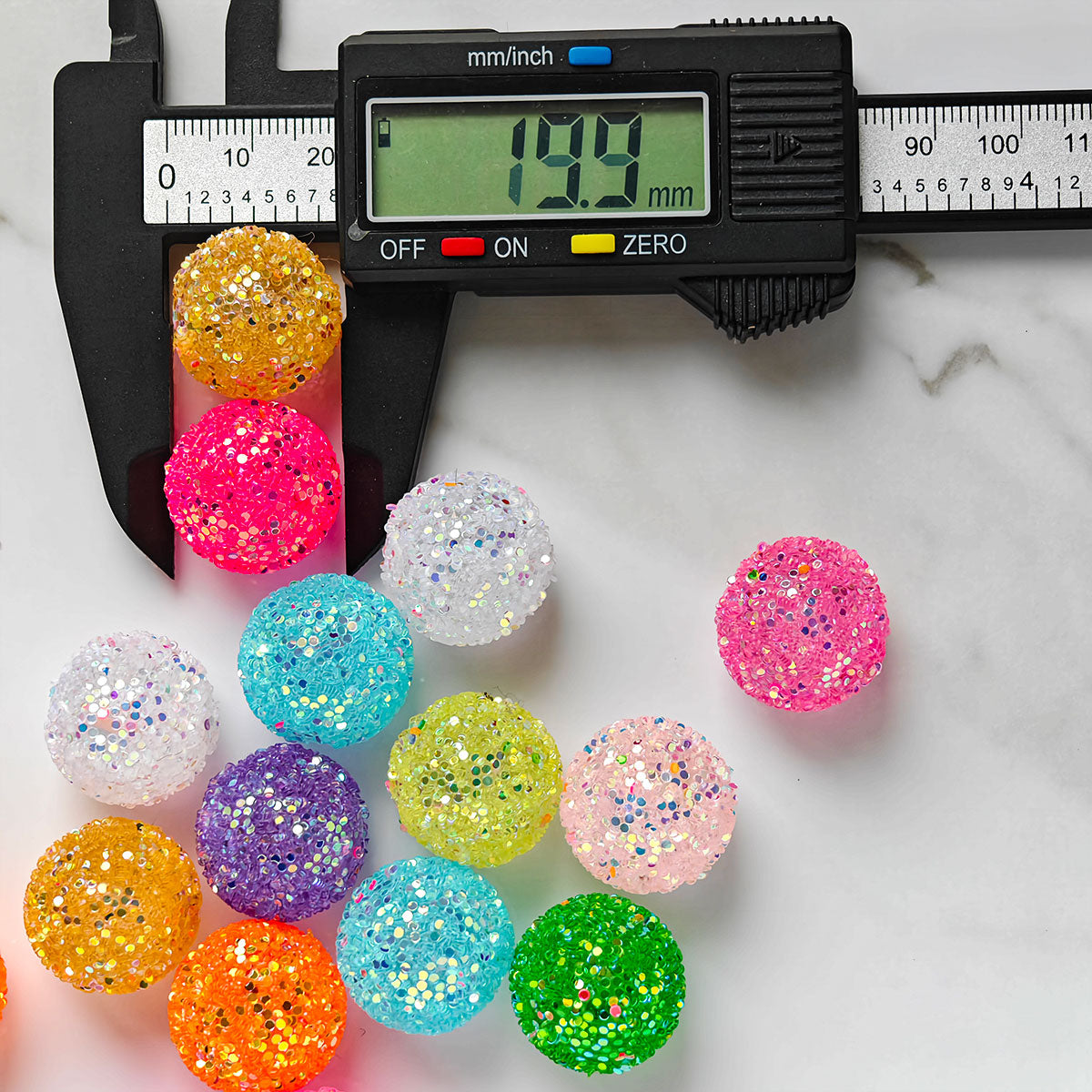 AA007 15pc / bag Wholesales Gumball Sequin Rhinestone Resin Ball Sugar Beads For Beadable Pen Chunky Bubblegum Necklace Bracelet Jewelry 20mm