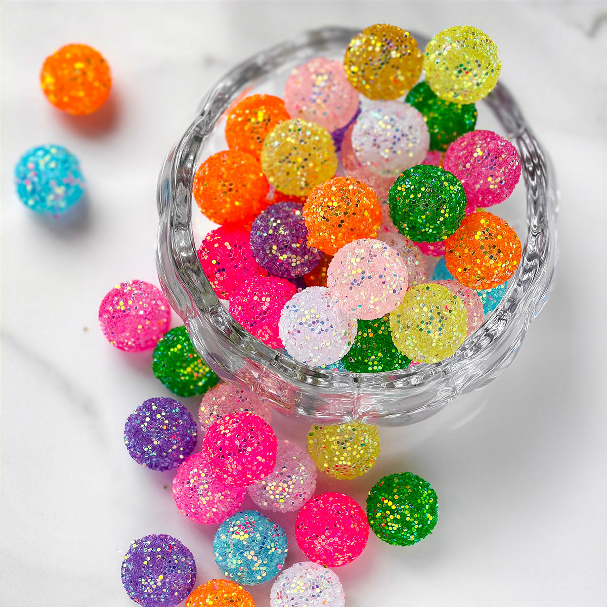 AA007 15pc / bag Wholesales Gumball Sequin Rhinestone Resin Ball Sugar Beads For Beadable Pen Chunky Bubblegum Necklace Bracelet Jewelry 20mm