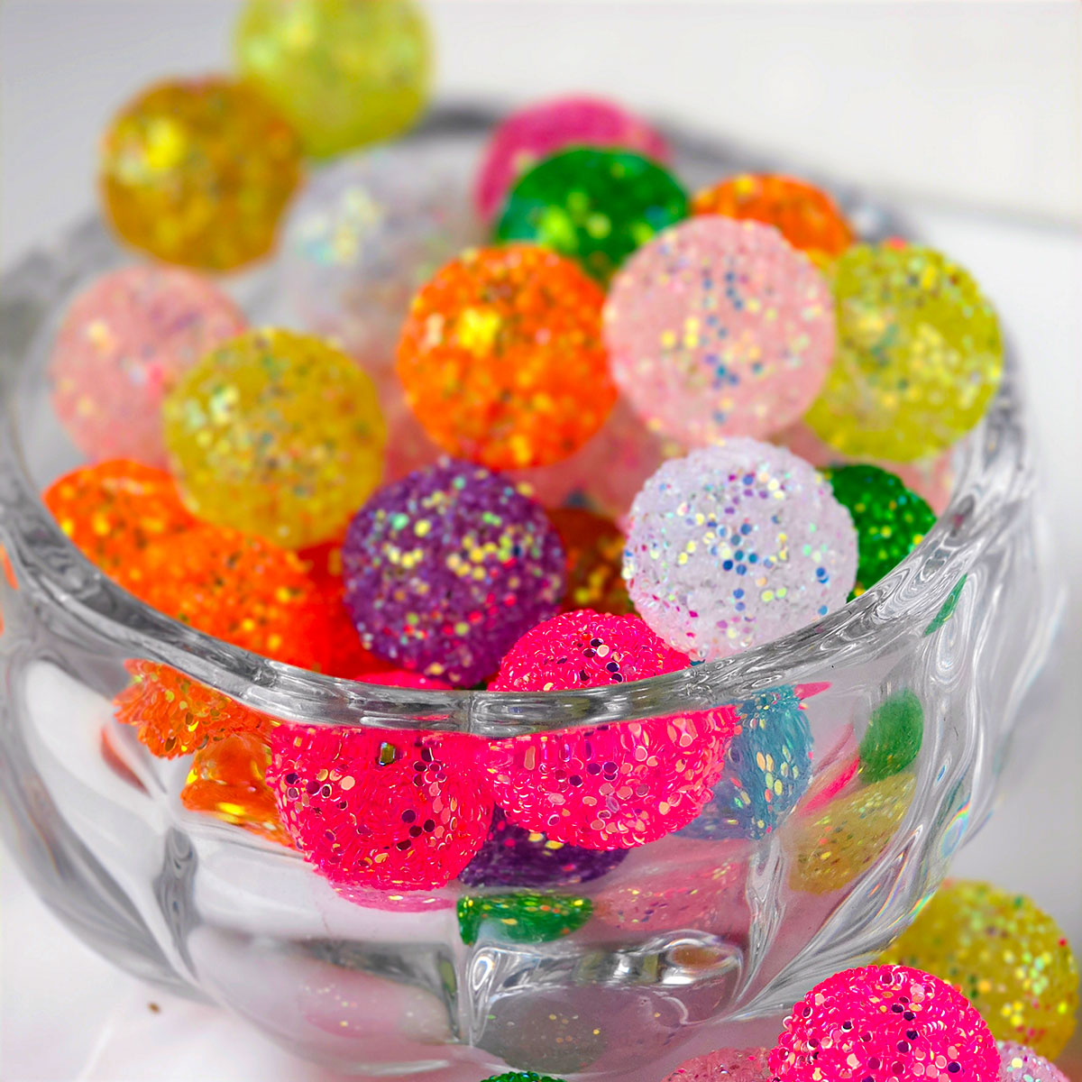 AA007 15pc / bag Wholesales Gumball Sequin Rhinestone Resin Ball Sugar Beads For Beadable Pen Chunky Bubblegum Necklace Bracelet Jewelry 20mm