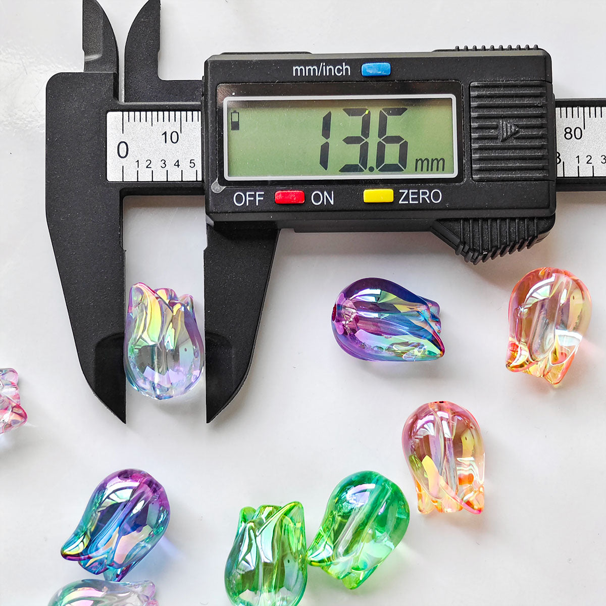 AA004 20pc / bag Acrylic Ab Color Transparent Beads With Big Stringing Hole For Diy Jewelry Making, Stamen shape
