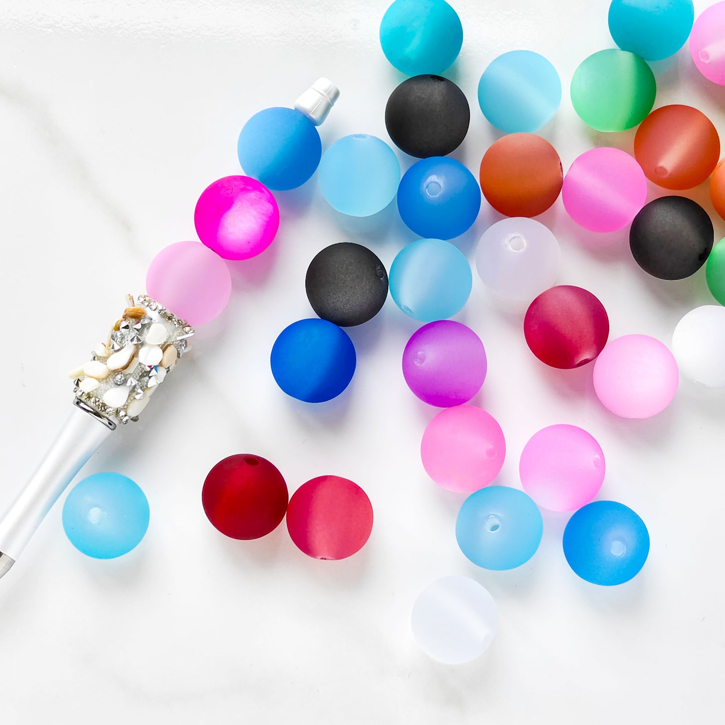 AA013 15pcs 20mm Colorful Opaque Acrylic Round Beads Plastic For DIY Jewelry Making,pens, keychain, phonechain