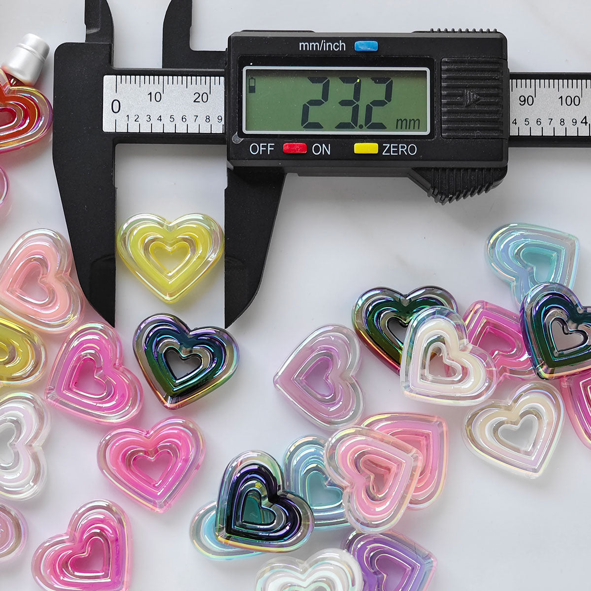 AA002 20pc / bag Acrylic Ab Color Heart-Shaped Diy Jewelry Beads, Random Colors, Great for Diy Pens ,Keychains