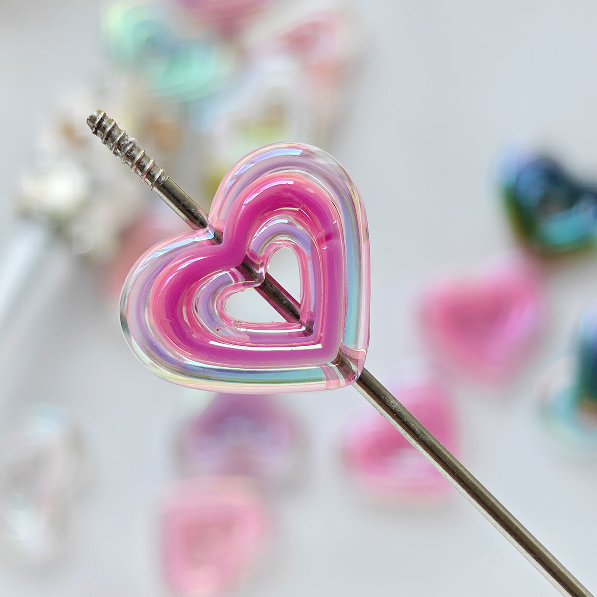 AA002 20pc / bag Acrylic Ab Color Heart-Shaped Diy Jewelry Beads, Random Colors, Great for Diy Pens ,Keychains