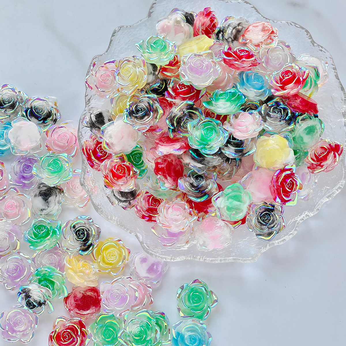 AA006  20pc/ bag Flower Series Daisies Roses flowers 3D Charms Patches Jewelry Ornament For Jewelry Making Hairwear Phone Shell Accessorie,Keychains